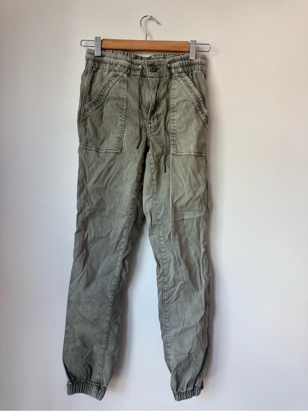 American Eagle Olive Green Drawstring Elastic Waist Jogger Cargo Pants Size 4 Re